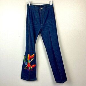 Vik Vizette Jeans High-Rise Butterfly Embroidery Flare Boot Cut Flat Front 26/7